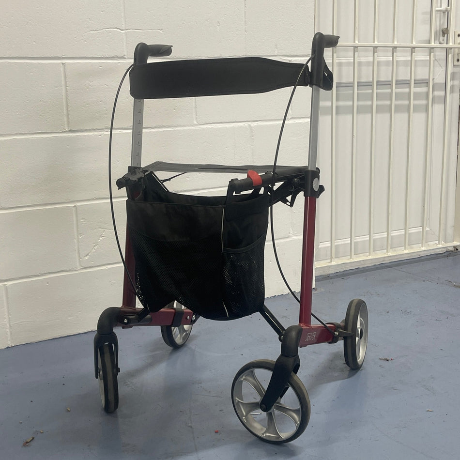 Rehasense Server Lightweight Aluminium 4 Wheel Walking Mobility Aid - Red Walking Aids Mobility Station