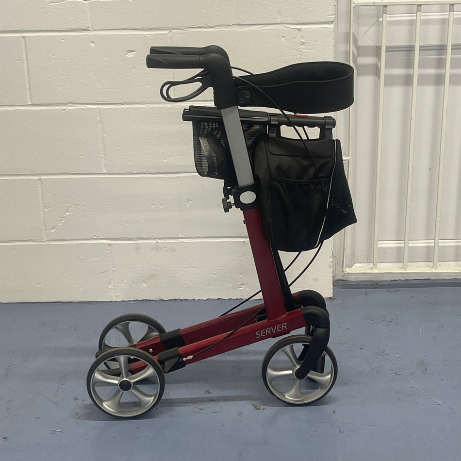 Rehasense Server Lightweight Aluminium 4 Wheel Walking Mobility Aid - Red Walking Aids Mobility Station
